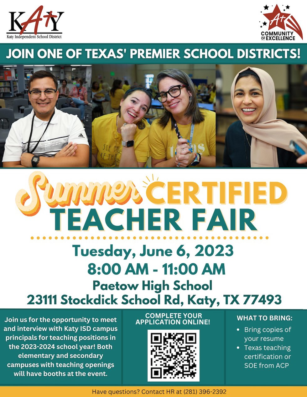 Katy ISD teacher job fair set for June 6 at Paetow High School